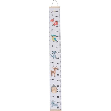Toise Murale et Tableau Suspendu Blanc en Bois et Toile Bois Toile (1/5)