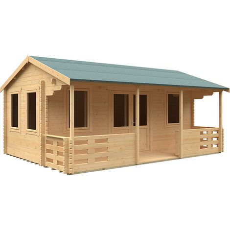 20x14 The Addlington 44mm Cabin - L595 x W415 x H293.2 cm - Solid Wood/Softwood/Pine - Natural
