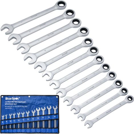 Blue Spot Tools 12 Piece Metric Ratchet Spanner Set (8-19MM) (1/4)