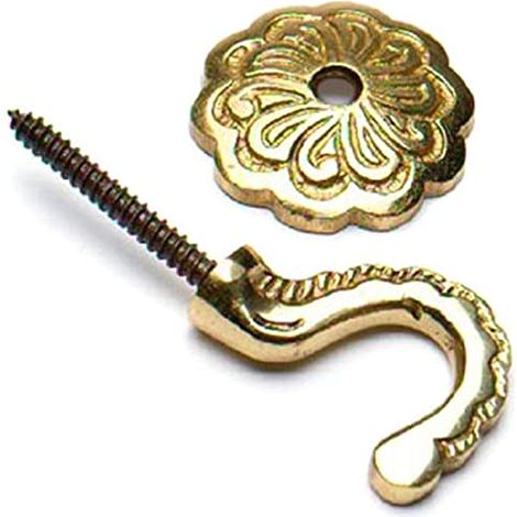 Bulk Hardware BH01609 Ganci Decorativi per Tendaggi con Elegante Rosetta Posteriore, Ottone Pieno, 35 mm, Bianco, Set di 2 (1/2)