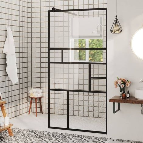 Paroi de douche,Paroi pour baignoire à verre ESG transparent 80x195 cm Noir -Q2398 (1/5)