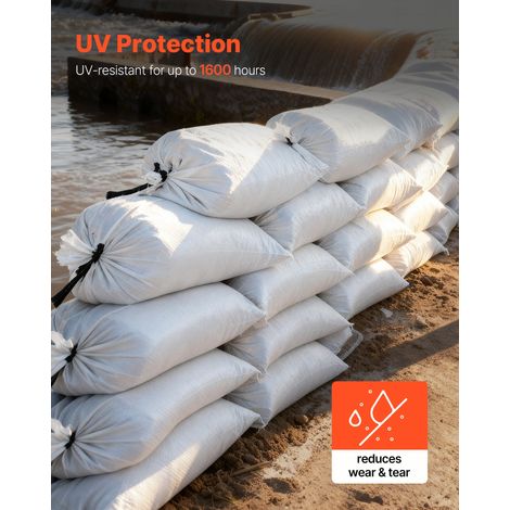 Sacs de Sable Vides Lot de 50 Sacs de Sable Résistants 40x66 cm pour Protection Contre Inondations, avec Attaches Charge 22,7 kg par Sac Polypropylène Tissé Résistants aux Déchirures et aux UV (1/5)