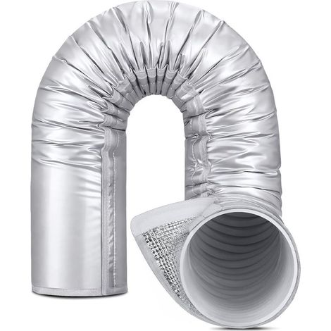 Gaine isolante améliorée pour tuyau de climatiseur portable, 3 couches, étanche, avec feuille thermique en aluminium, pour conduit d\'évacuation de 5" et 5,9" de diamètre, installation facile, argent (1/5)