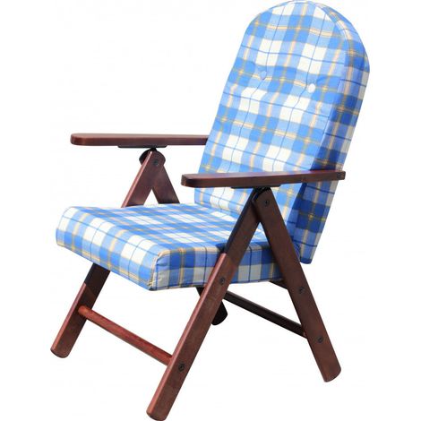 Poltrona 4 Posizioni Faggio con Cuscino 61x75x110 h cm in Cotone Blu (1/3)