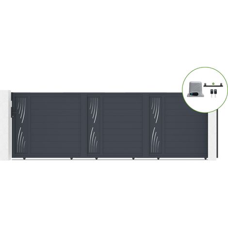 Portail coulissant 5m VELETA H.160cm alu + motorisation RANGER C300 (1/5)