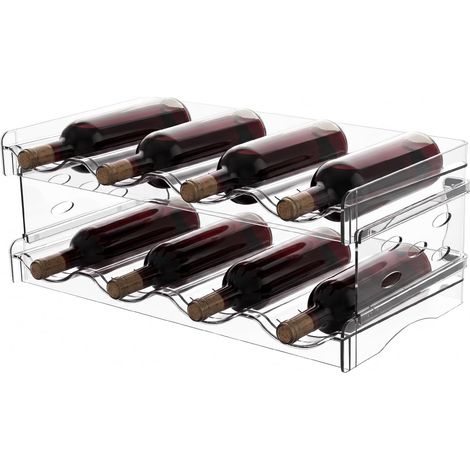 Étagère à bouteilles à 2 étages - Empilable - Pour 8 bouteilles - 38 x 20 cm - En plastique - Armoire (1/5)