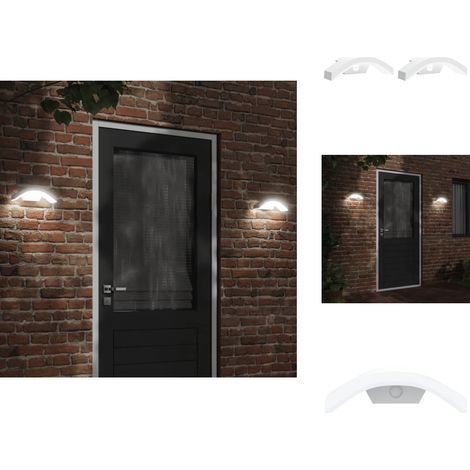 Appliques murales LED d'extérieur avec capteurs 2 pcs blanc - Applique Murale Exterieure - Éclairage Extérieur - Luminaire Led - Capteur De Mouvement - Ip54 (1/5)
