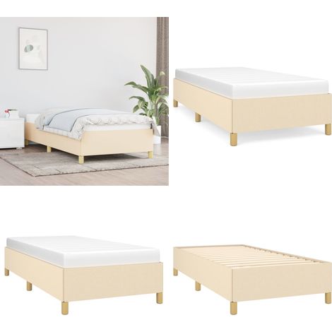 Bettgestell ohne Matratze Creme 100x200 cm Stoff - Bettrahmen - Doppelbett - Cremefarbenes Bett - Lattenrost - Holzrahmen - Home & Living (1/5)