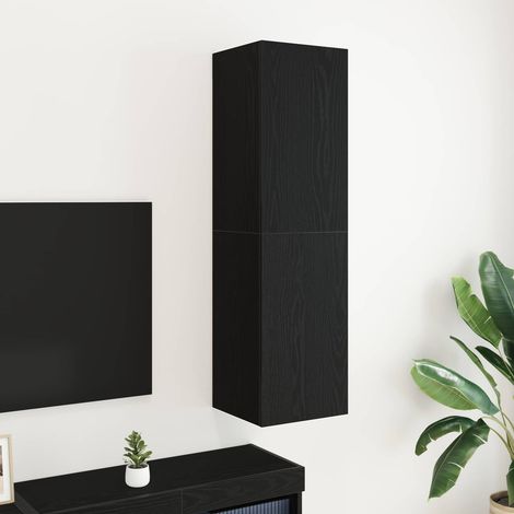 Wand-TV-Schrank Schwarz Eichen-Optik 30,5 x 30 x 110 cm