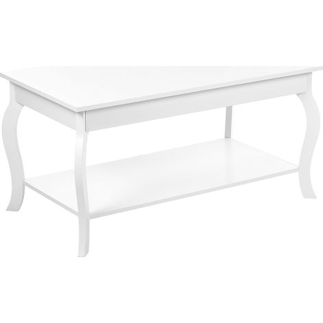 Mesa de centro blanca 101 x 55 cm MDF tablero de partículas estante Hartford