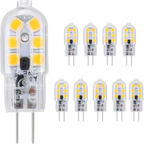 Ampoule LED G4 basse tension AC/DC 12 V, 2 broches, 3 W, transparente, pour usage domestique – Lot de 10 [Classe énergétique A+] (1/4)