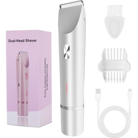 Rasoir pour maillot Dermave, rasoir à double tête pour femmes, tondeuse électrique 2 en 1 pour maillot, utilisable sur peau sèche ou humide et étanche (1/5)