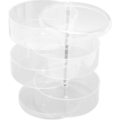 Boîte à Bijoux Tournante 4 Étages Transparente, Gain de Place, Antipoussière, Plateau de Rangement Décoratif pour Accessoires (1/5)