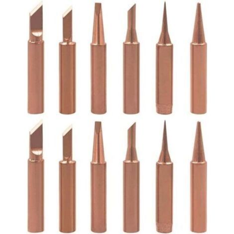 12Pcs 900M-T Pannes à Souder en Cuivre Pur, Pointe de Fer à Souder Sans Plomb Embout à Souder Forme K SK 2.4D 3C I B Tête de Soudage pour Station de Soudure (1/4)