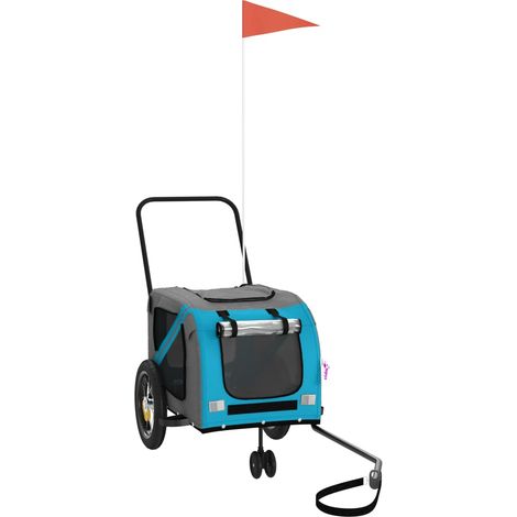 Remorque de vélo pour animaux de compagnie bleu et noir vidaXL