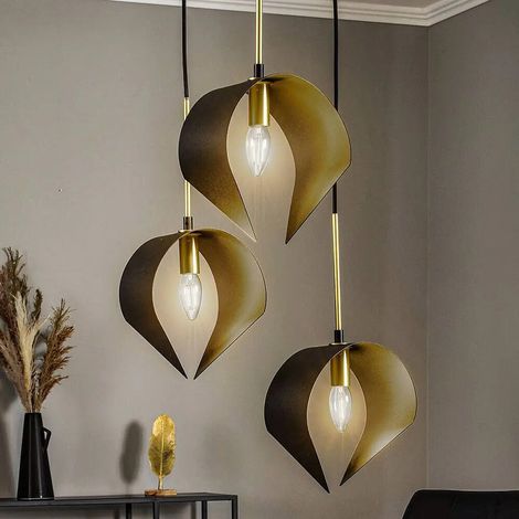 [NEUWERTIG] B-Ware Lucande Mikolay Pendant Light, 3-bulb, Black (1/2)