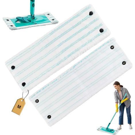 Kit di 2 panni di ricambio per mocio Leifheit Clean Twist M Micro Duo in microfibra 33x15 cm, per coperture di ricambio Leifheit Clean Twist M Micro Duo, per la decontaminazione di tutti i pavimenti (1/5)