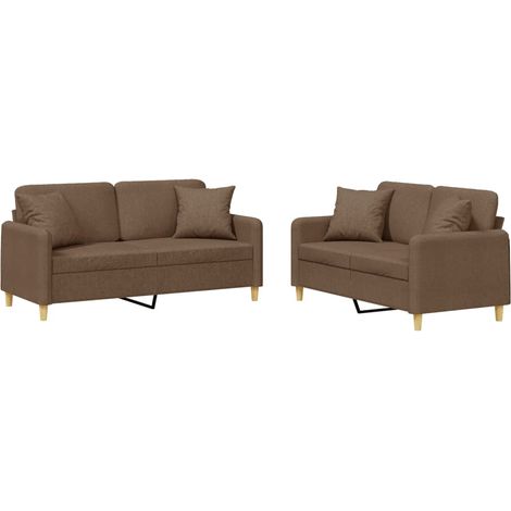 Maison Exclusive - Set di Divani 2 pz con Cuscini Marrone in Tessuto (1/5)