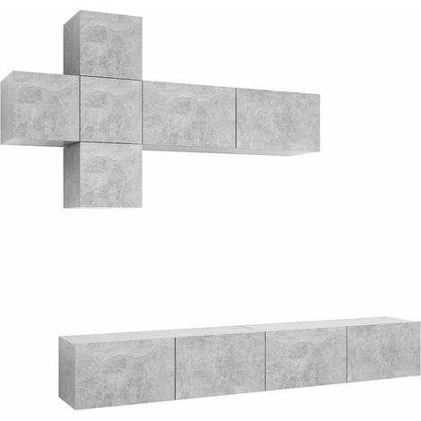 Maison Exclusive - 7-tlg. TV-Schrank-Set Betongrau Holzwerkstoff (1/5)