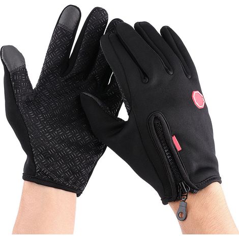 Paire de gants moto hiver chauds écran tactile, étanches et coupe-vent, taille XL, noirs, pour ski et conduite (1/5)