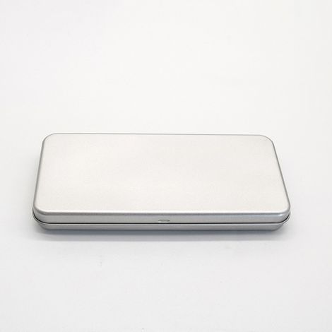 Boîte de rangement en métal argenté, 19 x 9 x 2 cm, couvercle à charnière, fer-blanc résistant, pour accessoires de bijoux (1/3)