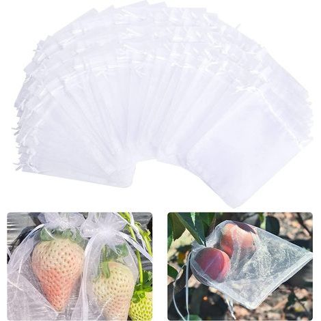 100pcs sacs de protection des fruits sacs en filet, fruits raisins fraises résistant aux insectes oiseaux sacs en filet sacs de fruits protéger les grappes de raisin des guêpes et des oiseaux insectes (1/5)
