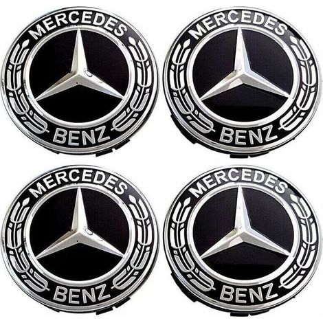 4 pièces Cache Moyeux - Compatible with Mercedes Benz - 75mm - Cache de Roue Centrale - ABS - Accessoires de Voiture (1/5)