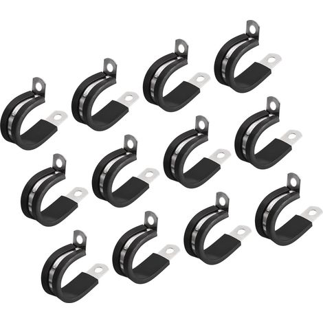 Lot de 24 colliers de serrage R en acier inoxydable 304, 24 mm, avec rembourrage caoutchouc isolé, support de tube métallique pour tuyau (1/5)