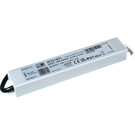 AF12-1671: 12V/1.67A, 20W, custodia in metallo IP67 - Potenza MW