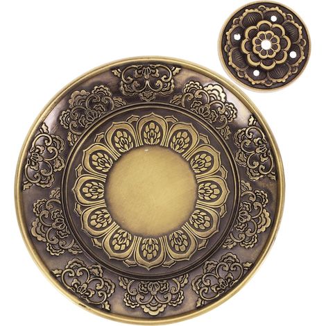 Brûleur D'encens Rétro Plateau Cuivre Pur Réceptacle à Cendres pour Bâtonnets et Spirales Support Horizontal avec Plaque Lotus Blanche Relaxation Yoga (1/5)