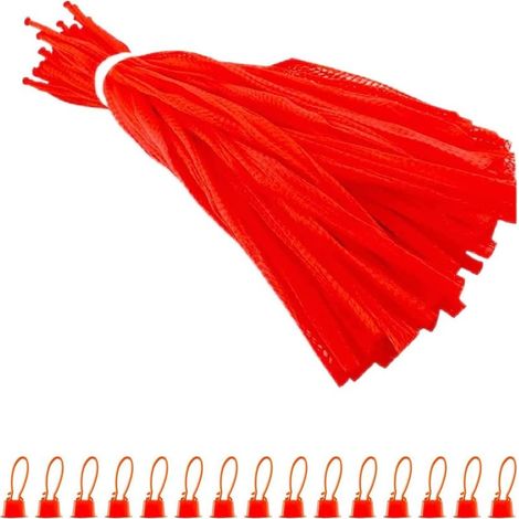 100 wiederverwendbare Netzbeutel für Gemüse, Eier, frisches Obst und kleine Aufbewahrungsgegenstände, Rot (1/5)