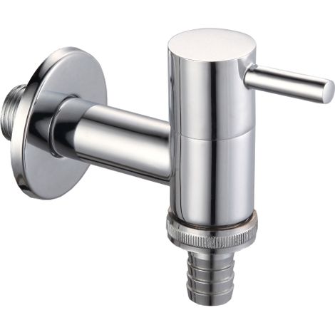 Robinet de machine a' laver de luxe avec rosace et porte-tuyau chrome' diame'tre   1/2" x 3/4"