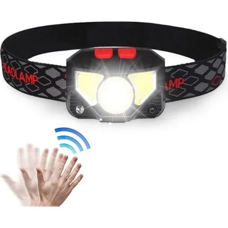(1 pièce) Lampe frontale LED rechargeable 1200 lumens, lumière rouge, étanche, détecteur de mouvement, lampe frontale pour la pêche (1/5)