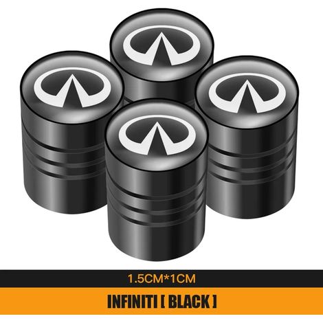 (Noir) 4 bouchons de valve de roue en métal pour voiture, style automobile, compatibles avec Q50 Q30 G37 Q70 FX35 QX70 G35 Q60 JX35 G25 QX50 (1/5)