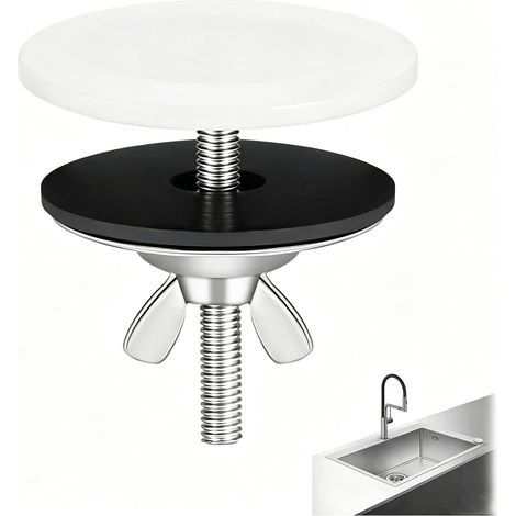 Cache Trou Evier,Bouchon Évier Acier Inoxydable Cache Trou Robinet avec Joint d’Étanchéité Bouchon Lavabo Salle de Bain Obturateur pour Trou d’Evier Cuisine Trop Plein Bouchon Baignoire (1/5)