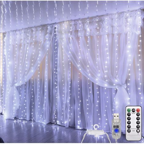 Tenda luminosa a LED luci di Natale 3x3 mt con attacco USB telecomando 8 giochi Luce bianca fredda (1/3)