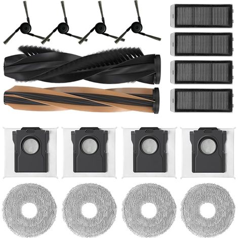 17-teiliges Zubehörset für Dreame X50 Ultra Complete/X50 Ultra/L50 Pro Ultra/X50 Master, 1 Hauptbürste, 4 Filter, 4 Pads, 4 Seitenbürsten, 4 Staubbeutel, Ersatzteile