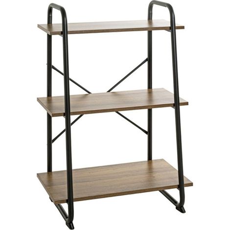 Étagère 3 Niveaux "Slovako" 93cm Noir & Chêne (1/5)