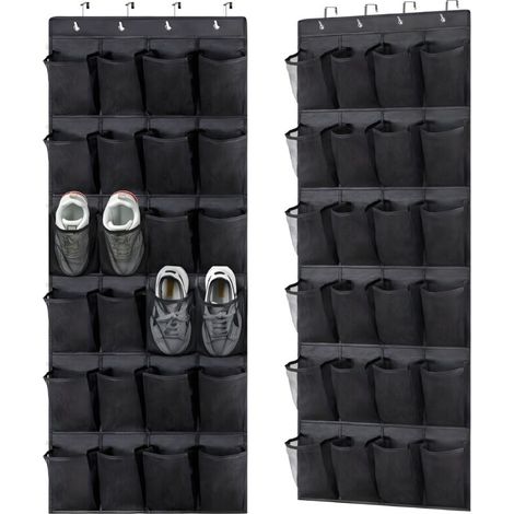Sac de rangement pour chaussures noir suspendu, 56150cm, lot de 2, fixation murale, pour usage domestique. (1/5)