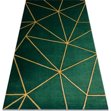 Exklusiv EMERALD Teppich 1013 glamour, stilvoll geometrisch Flaschengrün / gold green 80x150 cm