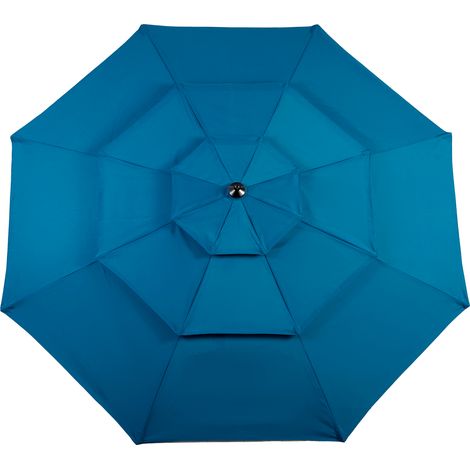 Parapluie extérieur double face de 14,8 pieds grand et large avec manivelle (bleu) (sans base)-Ha (1/5)