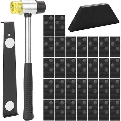 Kit de pose de sol stratifié, outillage pour parquet, set de calage et bloc de frappe pour installation de lames en bois, ensemble complet pour pose de revêtement de sol. (1/5)