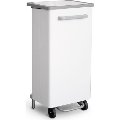 Pattumiera Per Raccolta Differenziata 47x37xh96 cm In Acciaio Verniciato a Pedale Bianco (1/2)