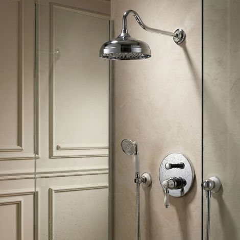 Ensemble de douche encastré PaulGurkes 25 cm Douche pluie Nostalgie Retro céramique (1/5)