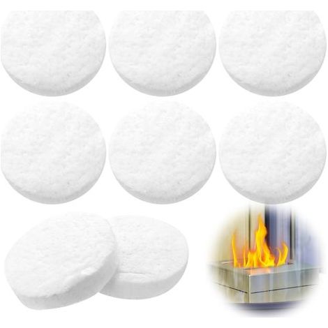 10 Stück Keramikwolle für Bioethanol-Kamine, Fiberglas, runder Keramikschwamm für Bioethanol-Kamine, Gelöfen, Tischkamine für den Innenbereich (85x85x20mm)