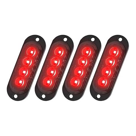 rouge feux de gabarit à led pour remorque,12v-24v 4 leds feux de position latéraux,Imperméable montage en surface eclairage avant arrière pour camion tracteur moto van rv (1/5)