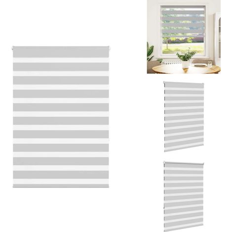 Store zèbre gris clair largeur du tissu 90,9 cm polyester - Store Zébré - Stores Zébrés - Store À Enrouleur Zébré - Double Store À Enrouleur (1/5)