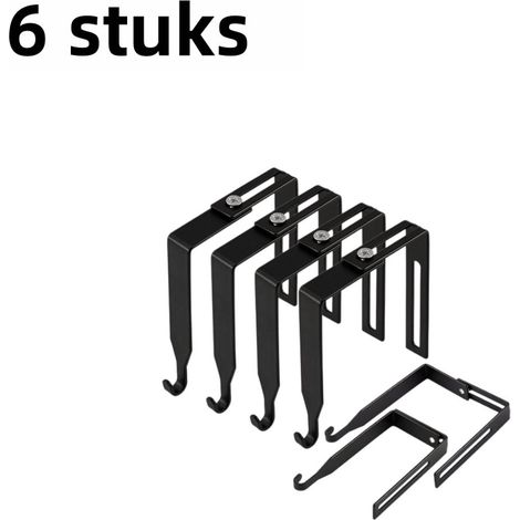 Lot de 6 crochets Métal Crochets muraux de bureau Crochets pour tableau blanc Crochets réglables Noir (1/5)