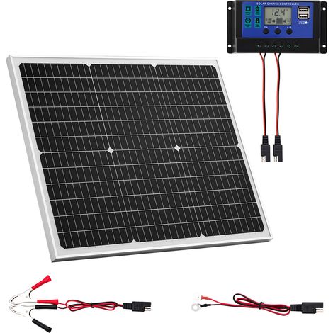 VEVOR Solarpanel 12V Monokristallines Solarpanel-Kit, 50W, für Mono-Solarmodule mit verbessertem MPPT-Controller, für Auto, Boot, RV, Anhänger, Flachdach (Halterung nicht im Lieferumfang enthalten) (1/5)