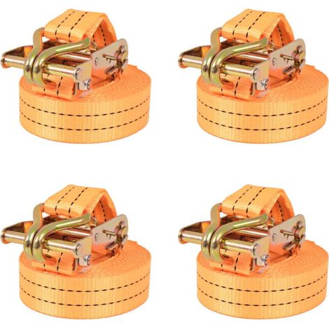 Cinghia di ancoraggio a cricchetto 4 pezzi 1 tonnellata 6mx 38mm Arancione Arancione (1/5)
